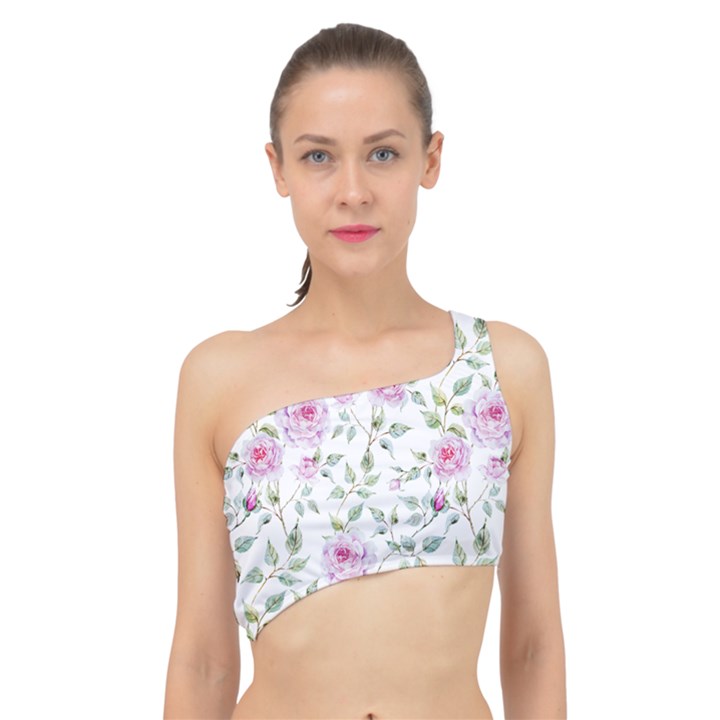 Rose flowers Spliced Up Bikini Top 