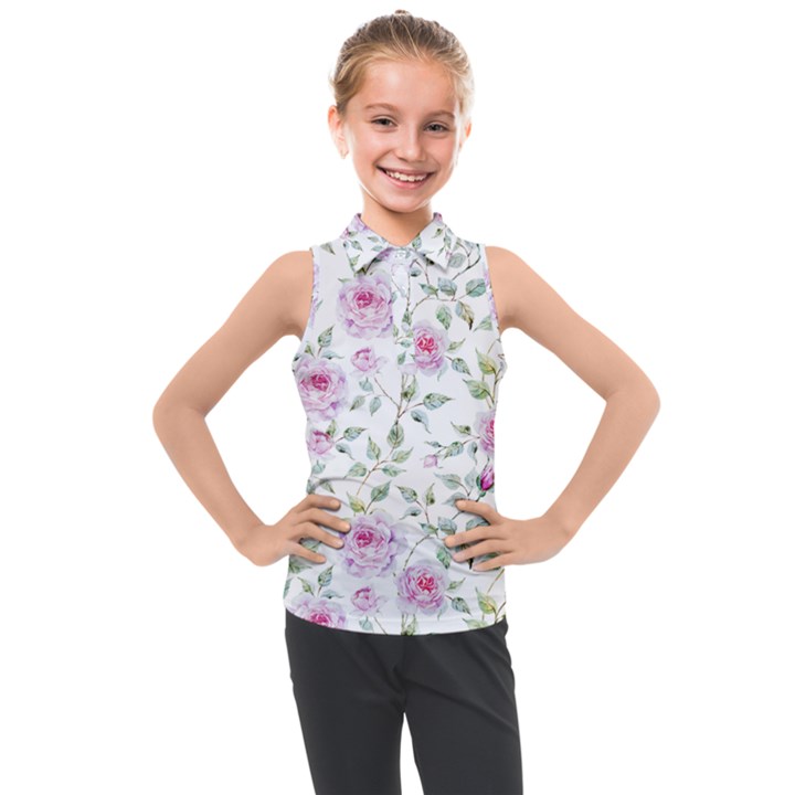 Rose flowers Kids  Sleeveless Polo Tee