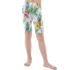 Tropical Pineapples Kids  Mid Length Swim Shorts by goljakoff