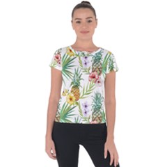 Tropical Pineapples Short Sleeve Sports Top  by goljakoff