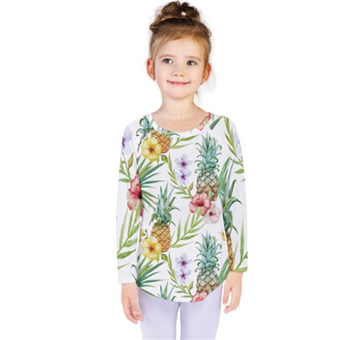 Tropical Pineapples Kids  Long Sleeve Tee by goljakoff