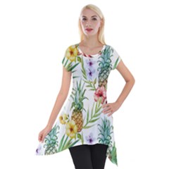 Tropical Pineapples Short Sleeve Side Drop Tunic by goljakoff