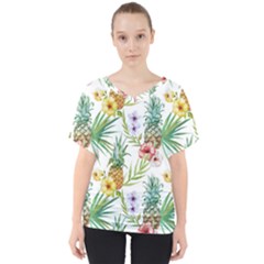 Tropical Pineapples V-neck Dolman Drape Top by goljakoff