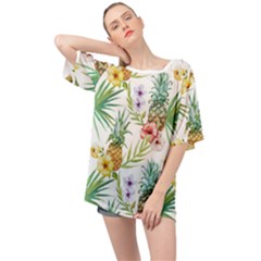 Tropical Pineapples Oversized Chiffon Top by goljakoff