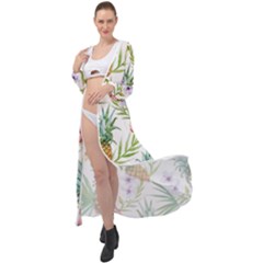 Tropical Pineapples Maxi Chiffon Beach Wrap by goljakoff