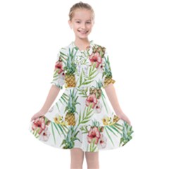 Tropical Pineapples Kids  All Frills Chiffon Dress by goljakoff