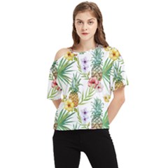 Tropical Pineapples One Shoulder Cut Out Tee by goljakoff