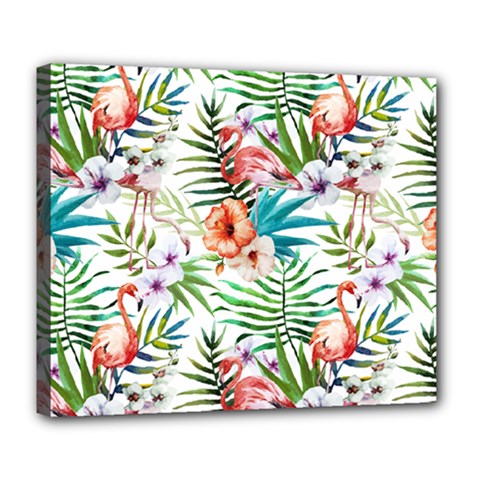 Tropical Flamingo Deluxe Canvas 24  X 20  (stretched) by goljakoff