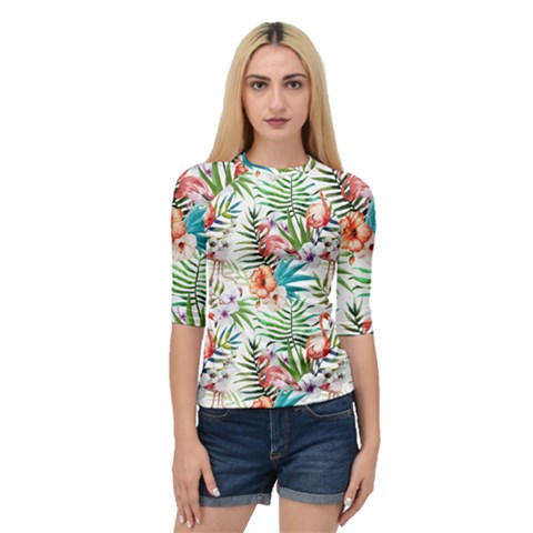 Tropical Flamingo Quarter Sleeve Raglan Tee by goljakoff