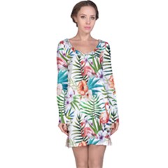 Tropical Flamingo Long Sleeve Nightdress by goljakoff