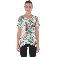 Tropical Flamingo Cut Out Side Drop Tee by goljakoff