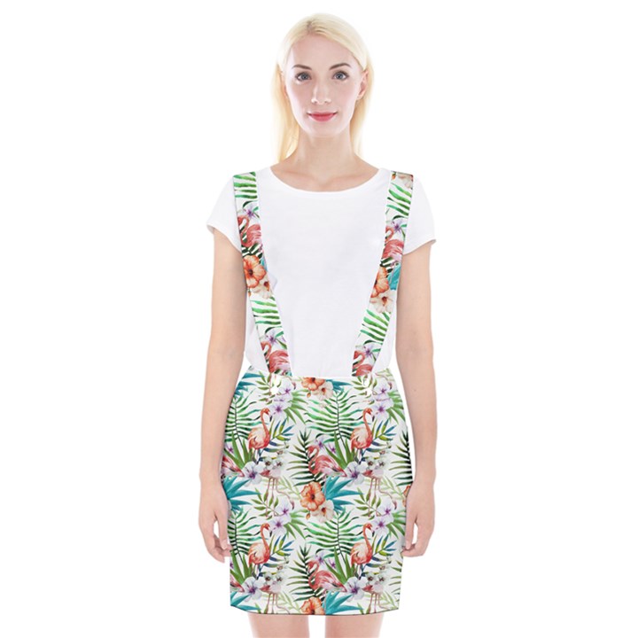 Tropical flamingo Braces Suspender Skirt