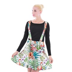 Tropical Flamingo Suspender Skater Skirt by goljakoff