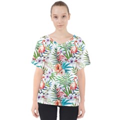 Tropical Flamingo V-neck Dolman Drape Top by goljakoff