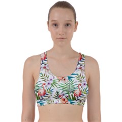 Tropical Flamingo Back Weave Sports Bra by goljakoff