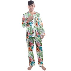 Tropical Flamingo Men s Long Sleeve Satin Pyjamas Set by goljakoff