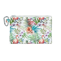 Tropical Flamingo Canvas Cosmetic Bag (medium) by goljakoff