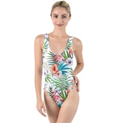 Tropical Flamingo High Leg Strappy Swimsuit by goljakoff