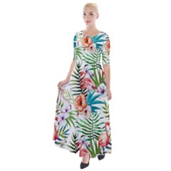 Tropical Flamingo Half Sleeves Maxi Dress by goljakoff