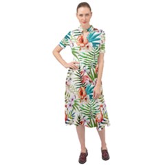 Tropical Flamingo Keyhole Neckline Chiffon Dress by goljakoff