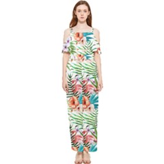 Tropical Flamingo Draped Sleeveless Chiffon Jumpsuit by goljakoff