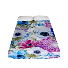 Purple Flowers Fitted Sheet (full/ Double Size) by goljakoff