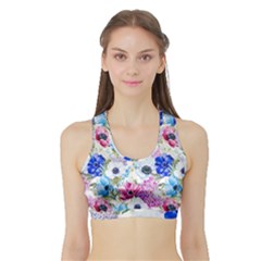 Purple Flowers Sports Bra With Border by goljakoff