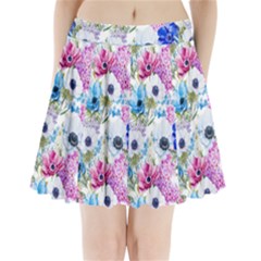 Purple Flowers Pleated Mini Skirt by goljakoff