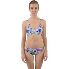 Purple Flowers Wrap Around Bikini Set by goljakoff