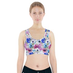 Purple Flowers Sports Bra With Pocket by goljakoff