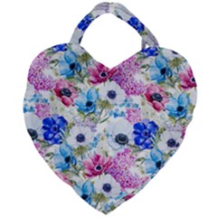 Purple Flowers Giant Heart Shaped Tote by goljakoff