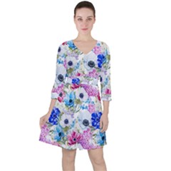 Purple Flowers Ruffle Dress by goljakoff