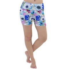 Purple Flowers Lightweight Velour Yoga Shorts by goljakoff