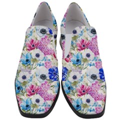 Purple Flowers Women Slip On Heel Loafers by goljakoff