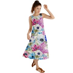 Purple Flowers Summer Maxi Dress by goljakoff