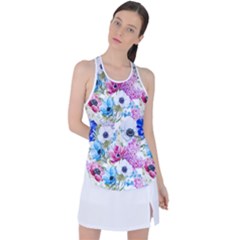 Purple Flowers Racer Back Mesh Tank Top by goljakoff