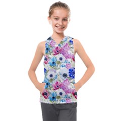 Purple Flowers Kids  Sleeveless Hoodie by goljakoff