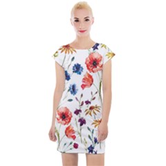 Flowers Cap Sleeve Bodycon Dress by goljakoff