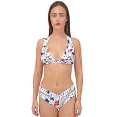 Flowers Double Strap Halter Bikini Set by goljakoff