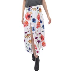 Flowers Velour Split Maxi Skirt by goljakoff