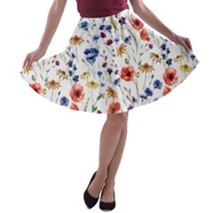 Flowers Pattern A-line Skater Skirt by goljakoff