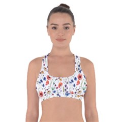 Flowers Pattern Cross Back Sports Bra by goljakoff