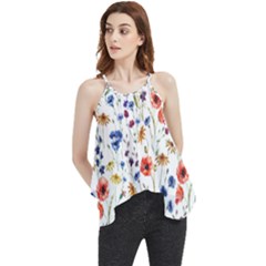 Flowers Pattern Flowy Camisole Tank Top by goljakoff