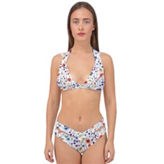 Flowers Pattern Double Strap Halter Bikini Set by goljakoff