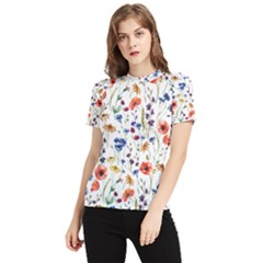 Flowers Pattern Women s Short Sleeve Rash Guard by goljakoff