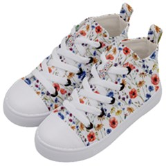 Flowers Pattern Kids  Mid-top Canvas Sneakers by goljakoff