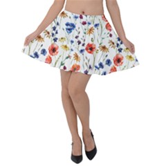 Flowers Pattern Velvet Skater Skirt by goljakoff