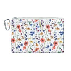 Flowers Pattern Canvas Cosmetic Bag (large) by goljakoff