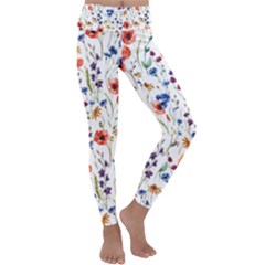 Flowers Pattern Kids  Lightweight Velour Classic Yoga Leggings by goljakoff