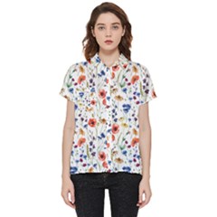 Flowers Pattern Short Sleeve Pocket Shirt by goljakoff